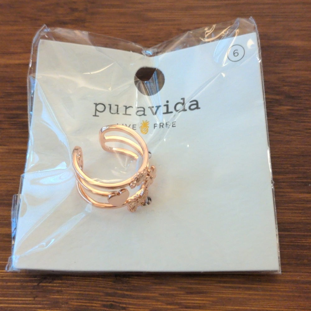 Pura Vida Flower, Heart, Butterfly, Crystal Ring